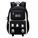 Kids Backpack Children School Bags Waterproof Primary Schoolbag Book Bag (black)